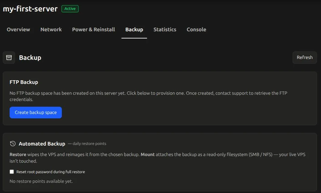 Backup page